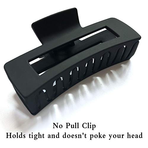 Hair Claw Clips Large 4 Inch Matte Clear No Slip Big Rectangle Jaw Clip Clamp for Thick Hair Women, 3 Pack - color: F