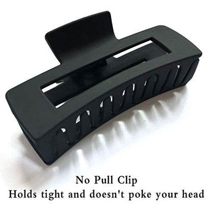 Hair Claw Clips Large 4 Inch Matte Clear No Slip Big Rectangle Jaw Clip Clamp for Thick Hair Women, 3 Pack - color: F