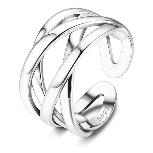 Adjustable 925 Sterling Silver Celtic Knot Rings Open Knuckle Ring Women | Thumb Finger Rings Minimalist Cross Line Band Rings