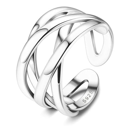 Adjustable 925 Sterling Silver Celtic Knot Rings Open Knuckle Ring Women | Thumb Finger Rings Minimalist Cross Line Band Rings
