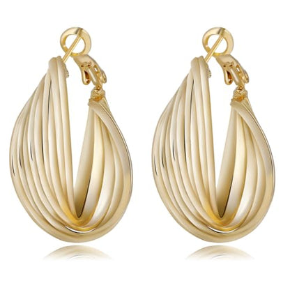 Golden Hoop Earrings For Women The Twisted Close-Fitting Hoop Shape Is Crafted With Gold-Plated Material And S925 Silver Pins Light Luxury Elegant Unique And Minimalist Style - color: GEE4006-Gold