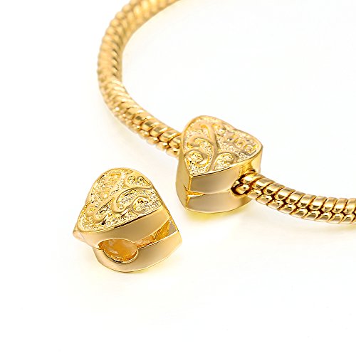 RUBYCA 20pcs Gold Color Clip Lock Stopper Clasp Beads DIY fit European Charm Bracelet Model 151 - color: Model 151 Gold Plated, size: 20 PCS