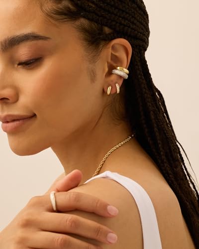 PAVOI 14K Gold Plated Chunky Tubular Hinged Earscape Ear Cuffs for Women - style: Double CZ