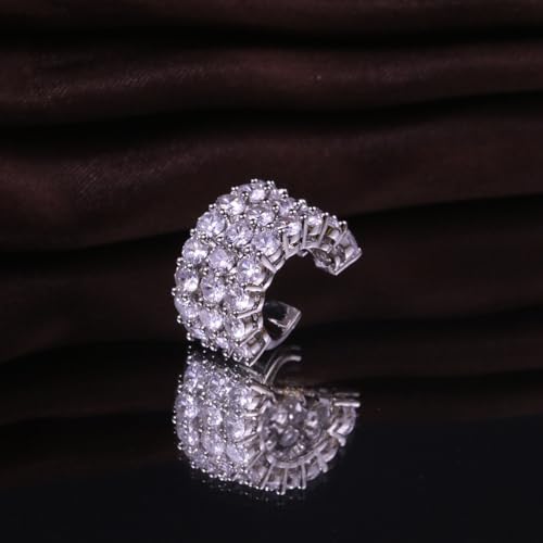 Ear Cuffs Non Piercing Gold Silver Earrings Cute Cubic Zirconia Sparkling Ear Cuff for Women Clip On Cartilage Huggie Earring Christmas Jewelry Costume - color: Silver-Three