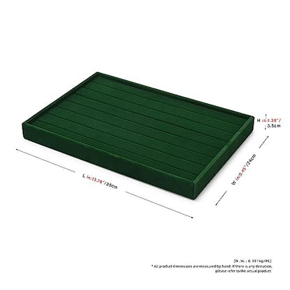 Velvet Ring Earring Display Tray with Elastic Bar Design Green | 7 Slots, For Ring Earring Storage & Display, Durable & Sturdy, Easy to Use - size: 7 Slot