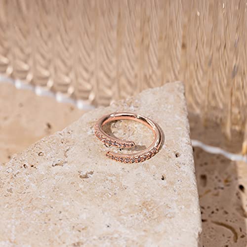 PAVOI 14K Gold Plated Cubic Zirconia Open Twist Eternity Band for Women - color: Rose Gold, size: 10
