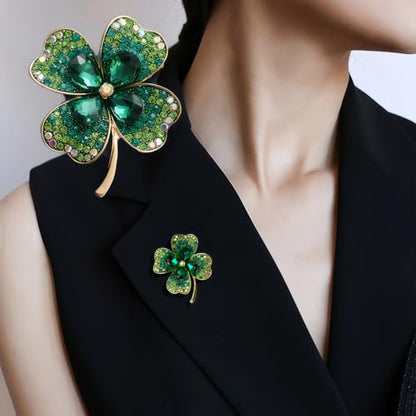 2pcs Rhinestone Brooch Pin for Women Dress Elegant Stylish Crystal Brooches Fashion Accessories Pins Lapel Boutonniere Ideas Wedding Christmas Birthday Jewelry Easter Gift - color: 06 Green/Gold