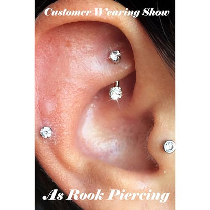 16G Eyebrow Piercing Jewelry 316L Stainless Steel | Internally Threaded CZ, 6-14MM, Multi-Purpose: Rook, Lip, Navel, Ear, For Women - style: 12MM