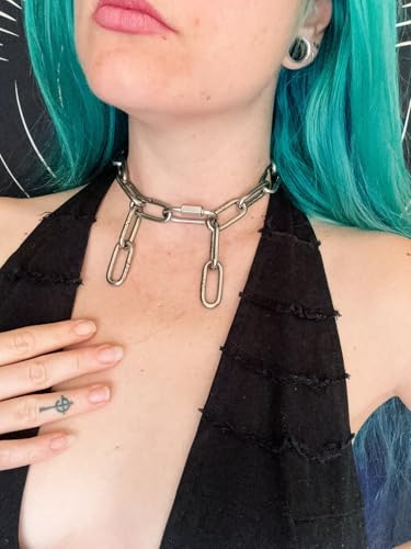 Men's Heavy Duty Quee Goth Grunge Chunky Necklaces Punk Stainless Steel Alternative Industrial Collar Choker Link Chain For Women Jewelry - size: 21, style: 4MM