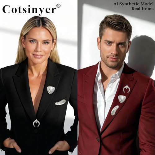 Stainless Steel Brooch Pin for Women & Men,Lapel Pin | Minimalist Statement Elegant Geometric, Sweaters Coat Suit Shawl Collar Shirt Coat Jacket Hat Dress Swim, Velvet Bag & Box - style: Trio-Silver
