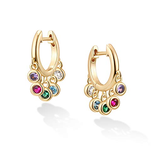 LOYATA Gold Huggie Hoop Earrings 14K Gold Plated Dainty Small Simple Hypoallergenic Jewelry Gift for Women - style: Rainbow Dots-1