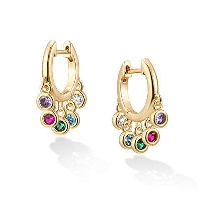 LOYATA Gold Huggie Hoop Earrings 14K Gold Plated Dainty Small Simple Hypoallergenic Jewelry Gift for Women - style: Rainbow Dots-1