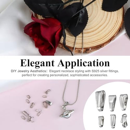 120 Pcs Stainless Steel Pinch Bail Clasps, Pendant Connectors | Stainless steel pinch clip bail connectors in 6 sizes for DIY necklaces, bracelets, pendants, charms, and jewelry making