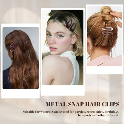 Small Hair Barrettes For Women No Slip Metal Snap Clips For Thin And Fine Hair,Matte Black Red White,20 PCS,1.97 x 0.5 Inch. - color: Matte Black Red White