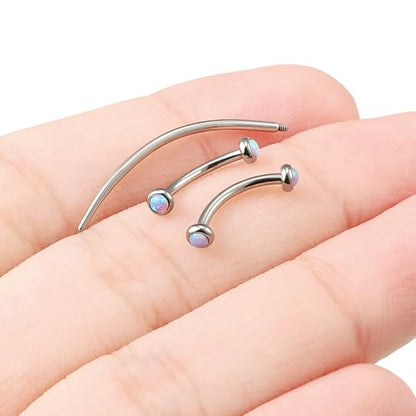 F136 Titanium 16g 6/8/10mm Opal Eyebrow/Rook/Snug/Vertical-Labret/VCH/Snake-Eyes/Anti-Tragus/Christina/Daith/Belly-Button/Bridge/Hood/Surface Curved Barbell Piercing Jewelry for Women Men - color: Pink, size: 10mm=3/8in