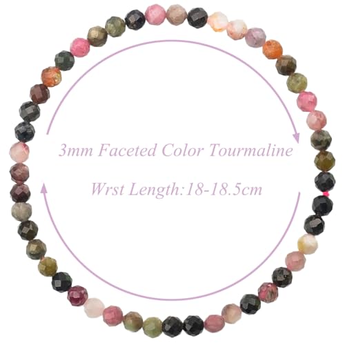 MASSIVE BEADS Natural Genuine Gemstone Beads Healing Crystal Chakra Reiki Jewelry Faceted Round Beads Bracelets 3mm - color: Color Tourmaline A