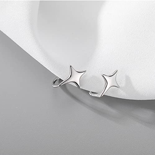 Reffeer Solid 925 Sterling Silver Star Cuff Earrings Cartilage Wraps for Women Teens Helix Earrings Star Clip On Earrings No Piercing - color: A-Silver