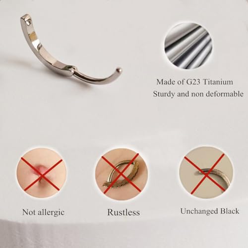 ORANGELOVE G23 Titanium 14G Belly Button Rings for Women Hinged Hoop Clicker Belly Ring Reverse Curved Navel Ring Floating Navel Barbell Piercing Jewelry 14 Gauge 8mm 10mm 12mm 14mm - color: CZ Silver