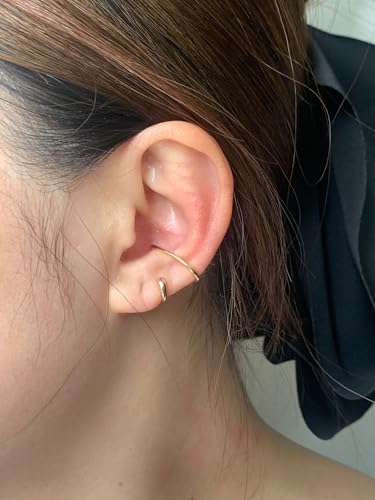 Ear Cuffs Non Piercing Dainty Cartilage Helix Ear Wrap Hypoallergenic Adjustable Clip On Earrings for Women - color: Gold for left ear