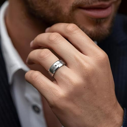 VNOX Customize Personalized 6MM/8MM Tungsten Carbide/Stainless Steel Simple Matte Brushed Finish Wedding Band Engagement Rings for Men Women,Size 5-14 - color: Silver-8mm-tungsten