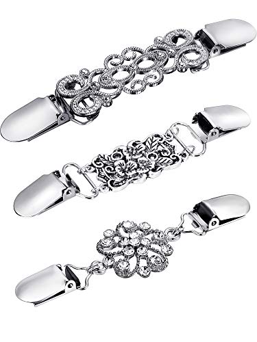 Jetec 3 Pcs Cinch Clips Dress Shirt Clips for Women Clothing Cardigan Shawl Brooches Waist Cincher Decor to Tightener - color: Silver, style: Trendy Style