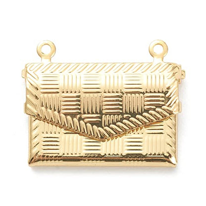 Craftdady 18K Gold Plated Brass Photo Locket Frame Pendants Charms for Necklaces Personalized Jewelry Crafts Making - size: 17x22mm Handbag