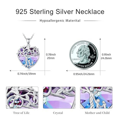 925 Sterling Silver Necklace Gifts for Women Crystal/Opal Jewelry Pendant Christmas Birthday Gift - style: 2 Children