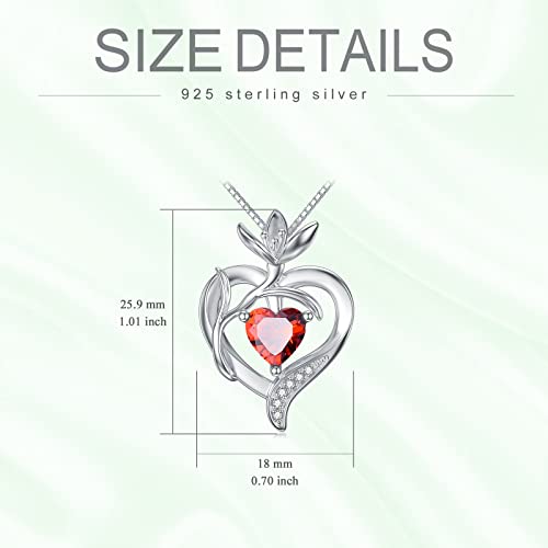 TOUPOP Birth Flower Necklace 925 Sterling Silver Heart Birthstone Pendant Necklaces Birth Month Floral Jewelry Birthday Valentines Day Mothers Day Gifts for Women Wife Mom - style: 1-January-Snowdrop