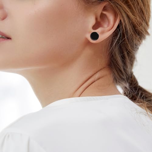 Gauges Tunnels, 2PCS Stone Ear Plugs Natural Black Obsidian Solid Round Polished Double Flared Ear Gauges Expander 2G - 1 inch Ear Piercing Jewelry - size: 1/2 inch(12mm)