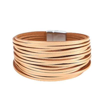 hotoo Leather Wrap Bracelet for Women - color: Champagne