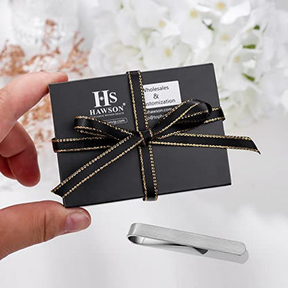 HAWSON Skinny Tie Clip Bar Set, 2 Inch Tie Clip for Men - Wedding, Meeting, Party Gift Set - color: 1 pcs Brushed Silver