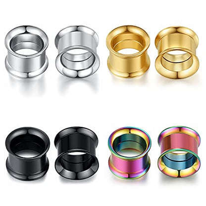 WBRWP Unisex Women 6pcs/8pcs-3pairs/4pairs Hollow Zircon Stainless Steel Screw Ear Plugs Tunnels with ZirconEar Plugs Tunnels - Ear Expander - Ear Gauges Stretcher Body Piercing 8g-5/8 - color: 4pairs(8pcs) Hollow Tunnels set