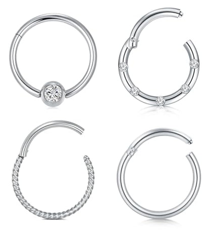 D.Bella 16G 14G Horseshoe Rings Surgical Steel Nose Septum Horseshoe Hoop Earring Eyebrow Tragus Lip Rings Daith Helix Piercing Jewelry for Women Men 6-12mm Smily Piercing Jewelry - color: 16g-silver-10mm