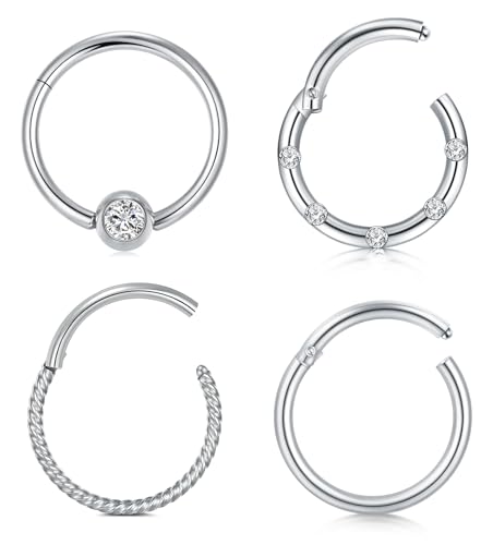 D.Bella 16G 14G Horseshoe Rings Surgical Steel Nose Septum Horseshoe Hoop Earring Eyebrow Tragus Lip Rings Daith Helix Piercing Jewelry for Women Men 6-12mm Smily Piercing Jewelry - color: 16g-silver-10mm