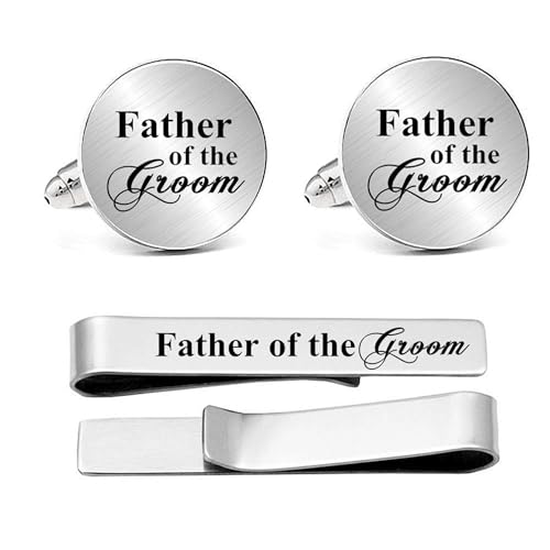 Kooer Personalized Men's Wedding Cufflinks, Custom Father Of The Bride Cuff Links Jewelry Gift For Men Him Groom Groomsman - style: Father of groom