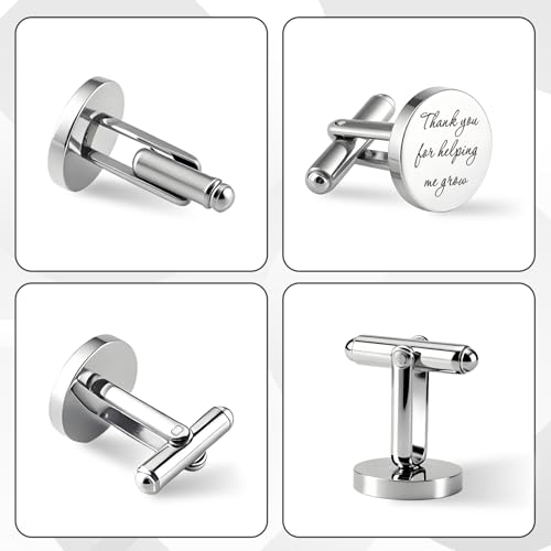 Teacher Appreciation Gifts Fathers Day Cuff Links Stainless Steel Cufflinks Teachers Day Gifts Thank You for Helping Me Grow Birthday Gift End of Year Gift Back to School Christmas Retirement Gift
