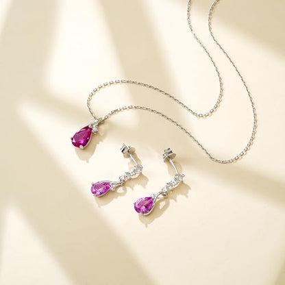 immobird 925 Sterling Silver Infinity Birthstone Jewelry Set Teardrop | Birthstone Necklace and Earring Set, Small Pear-shape Pendant, Drop Earring, Timeless Gift for Her, Daily Wear, Nice Gift Box - color: 10-Oct.