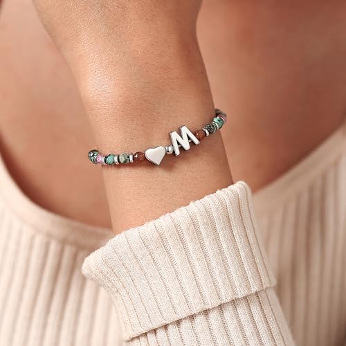 Heart Initial Bracelets for Teen Girls, Teen Girl Gifts Trendy Stuff, Christmas Stocking Stuffers for Kids, Unique Gifts for Teenage Girls on Birthday Graduation - style: M