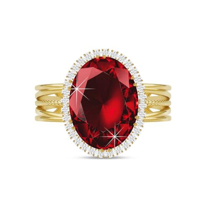 Linawe Costume Jewelry Adjustable Cocktail Ring for Women | Copper, Rhinestone, Cubic Zirconia, Oval, Fake Diamond, Crystal, Stone, Birthstone, Gemstone, Big, Chunky, Statement - color: Yellow Burgundy