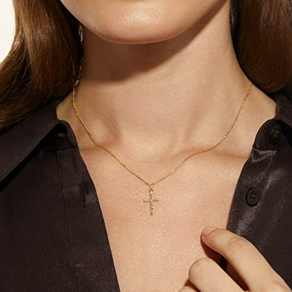 KELORIS PATH Gold Layered Initial Cross Necklace, 14K Gold Plated Layering Square Letter Pendant Figaro Chain Cross Choker from A-Z Capital Jewelry for Women Girls | 14K Gold Plated Square/Hexagon Letter Pendant with Figaro Chain, Stackable Jewelry Gifts,