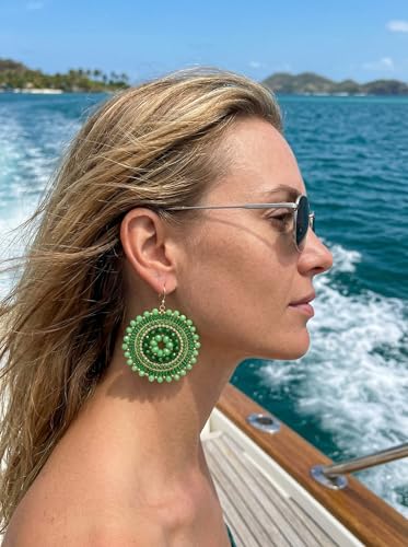 Colorful Summer Beaded Earrings For Women Crystals Glass Bead Dangle Drop Bohemia Earrings Statement Earrings For Women - color: Green