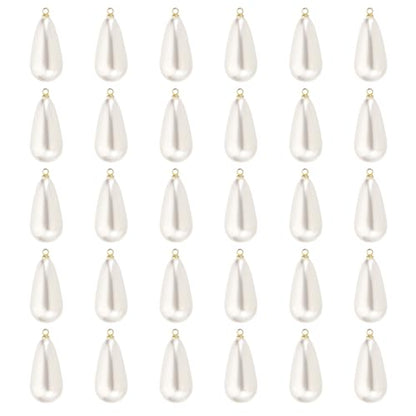 PATIKIL Pearl Charm, 50Pcs Pearl Beads Teardrop Faux Pearl Pendant Charm with Loop for Jewelry Making Bracelets Earrings Necklace - color: Gold, size: 26x13mm