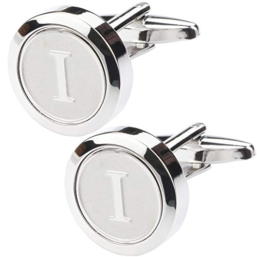 Mens Classic Stainless Steel Initial Cufflinks 26 Alphabet Initial Letter Cufflinks Business Wedding Shirts A-Z - style: I