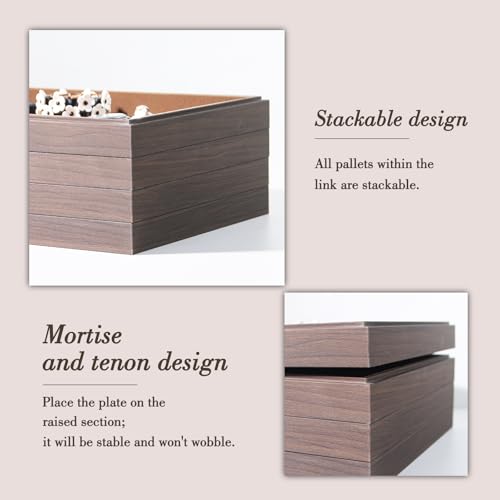 Wood Jewelry Organizer Tray, Drawer Tray (Brown, 2Pc, Flat) | Stackable Jewelry Display, Large Capacity Drawer Tray, Versatile Drawer Organizer, Multi-Purpose Storage - size: Blank+Blank
