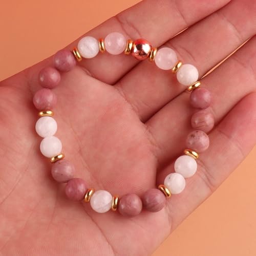 KSQS Healing Stone Bead Bracelet for Women, Natural Gemstones Balance Protection Bracelet, Spiritual Crystal Beads Bracelet Anxiety Relief with Meaning Card - color: Healthy Pregnancy-2