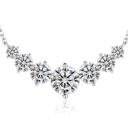 7 Stones Moissanite Necklace for Women, 18K Gold Plated Sterling Silver | 2.2-7.6 Carat Smile Moissanite Pendant Necklace, Anniversary Birthday Gifts for Women, Jewelry Gift for Wife Girlfriend