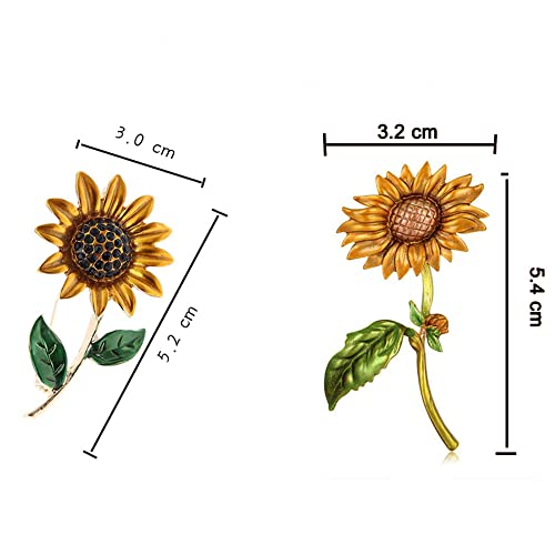 Rhinestone Sunflower Brooch Pin,Enamel Crystal Yellow Flower Coat Pins,Cute Plant Sun Flower Suit Brooch Pin for Women Girls - color: Style B