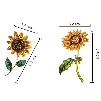 Rhinestone Sunflower Brooch Pin,Enamel Crystal Yellow Flower Coat Pins,Cute Plant Sun Flower Suit Brooch Pin for Women Girls - color: Style B