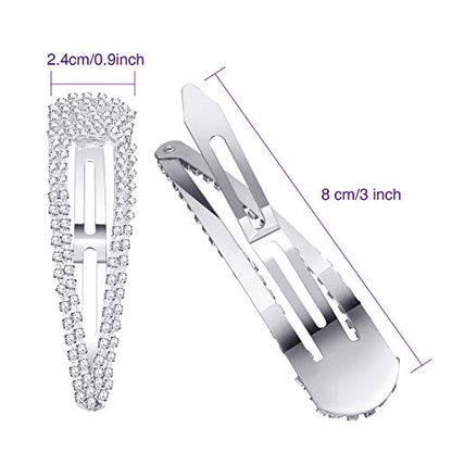 6 Pieces Rhinestone Hair Clips 3 Inch Snap Hair Barrettes Bridal Hair Barrettes Pins for Women Girls Wedding Hairpins Hair Accessories (Black, Silver, Gold)