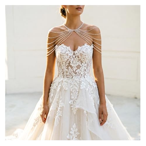 Rhinestone Shoulder Chain Jewelry,Multilayer Arm Tassel Chain Festival Rave Crystal Shoulder Chain Bridal Wedding Back Chain Necklace for Women - color: Silver